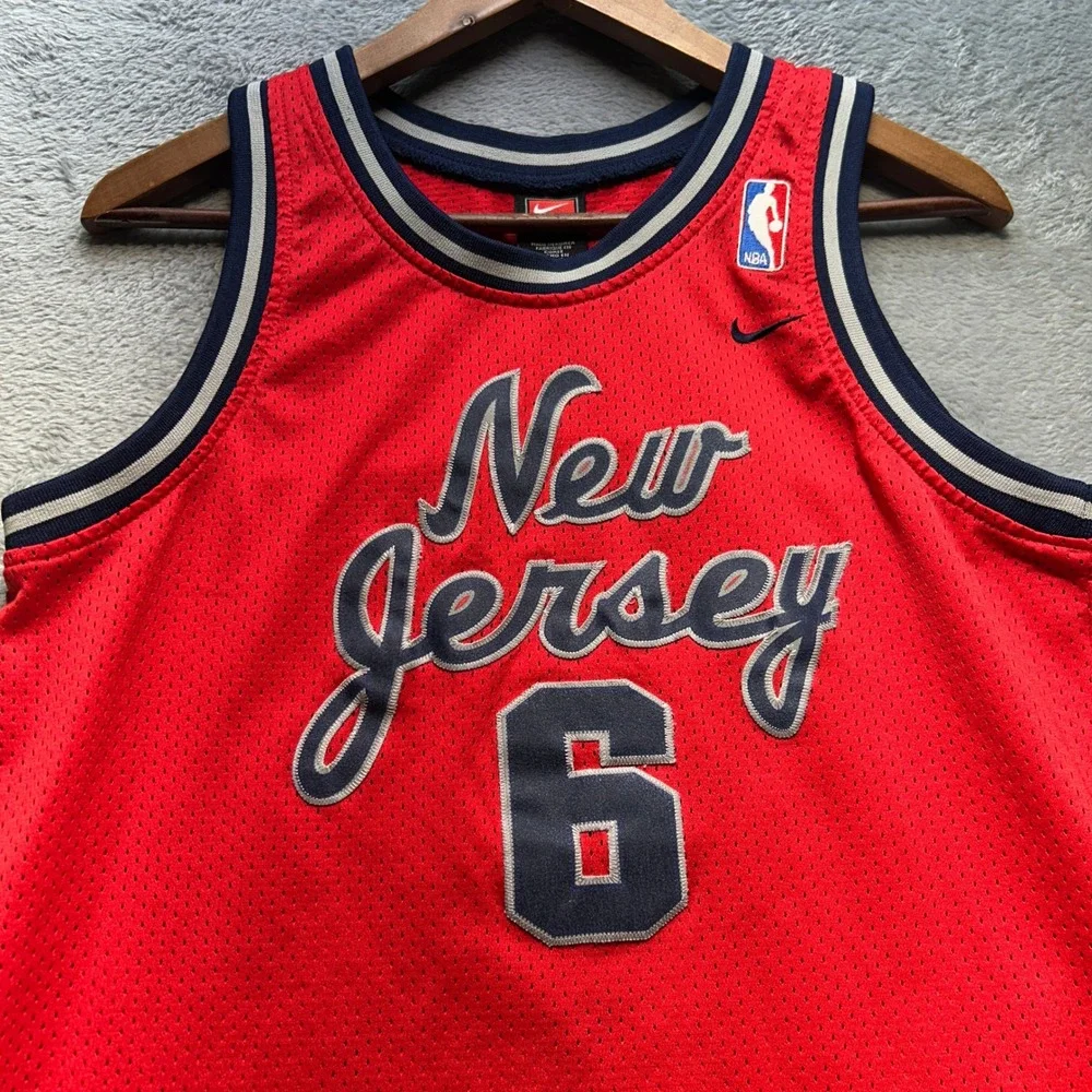 Nike New Jersey Nets Kenyon Martin 6 NBA‎ Jersey Red Youth Large Length Vintage